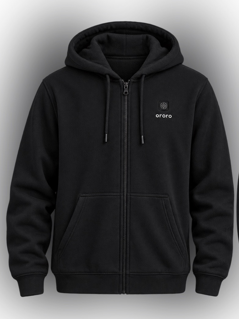 Men's ororo Black Zip-Up Fleece Lined Hoodie XL